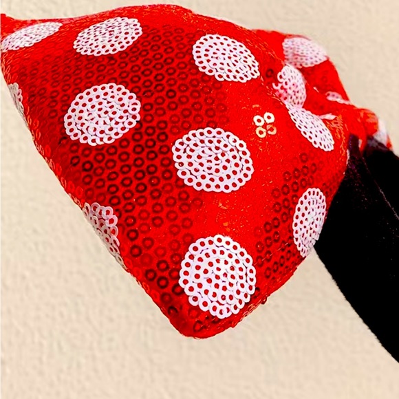 RED POLKA DOT SEQUINS BIG BOW HEADBANDS NWT - Picture 10 of 10